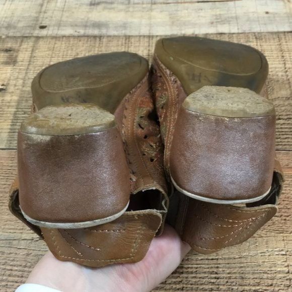 Pikolinos Green Tan Perforated Wedge Sandals Womens 39 8.5-9 Slingback - Picture 13 of 14